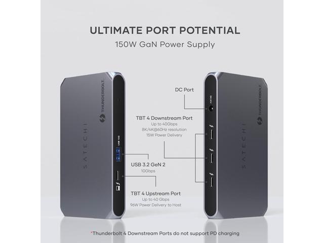 Satechi Thunderbolt 4 Hub Slim Pro, USB C 96W Charging, Single 8K or Dual 4K Display, 4 Thunderbolt 4 Ports, USB 3.2 Gen2 - for MacBook Pro/Air M1...