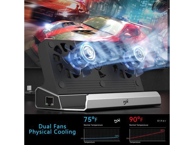 Dual Cooling Fans 12 in 1 Steam Deck Docking Station with 4K@60Hz 2.0,6 USB Ports,1000Mbps,USB-C 100W PD,40Gbps Adapter for Steam Deck/Rog...