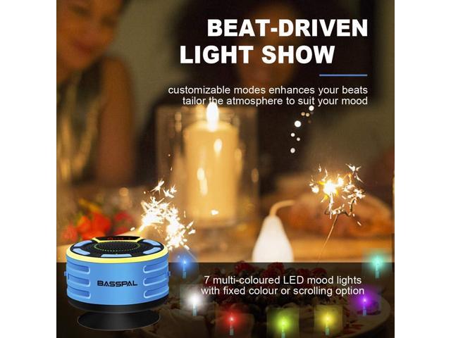 IPX7 Waterproof Speaker, Bluetooth Portable Wireless Shower Speakers with LED Display, FM Radio, Suction Cup, Light Show, TWS, Loud Stereo Sound...