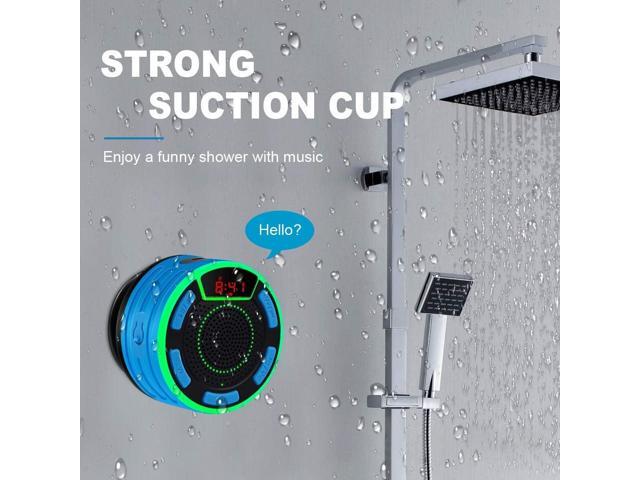 IPX7 Waterproof Speaker, Bluetooth Portable Wireless Shower Speakers with LED Display, FM Radio, Suction Cup, Light Show, TWS, Loud Stereo Sound...