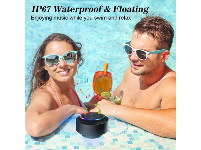 Bluetooth Shower Speaker, Portable Bluetooth Wireless Waterproof Speaker for Pool, Floating IP67 LED Light Bathroom Speaker with Suction Cup, Built...