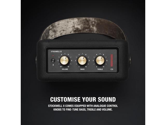 Marshall Stockwell II Portable Bluetooth Speaker, Black and Brass