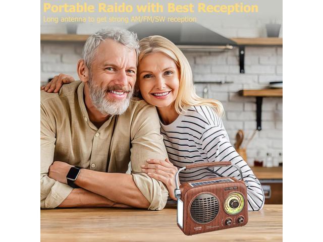 Gelielim Radios Portable AM FM SW,Vintage Radio Bluetooth Speaker with Crystal Clear Sound, Rechargeable Battery Powered, Retro Small Radio with...