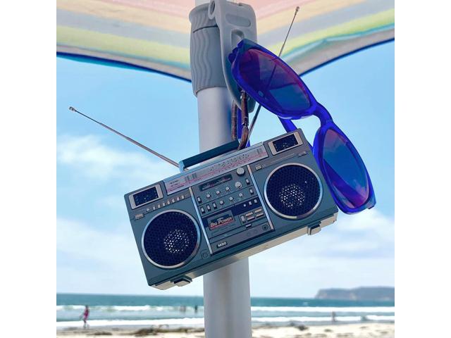 New Wave Toys M90 Micro Blaster Replica Boombox Portable Wireless Bluetooth Speaker with 40 Inch Silver Necklace Chain, Dual 6W Micro Speakers, 20...