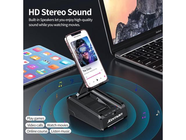 JTEMAN Cell Phone Stand with Bluetooth Speaker,Desktop Kitchen Gadgets Stand Speaker,Birthday Gifts for Women and Men