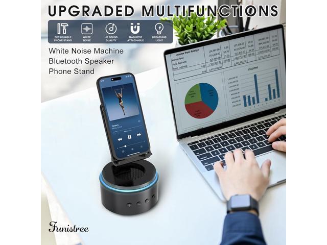 Detachable Cell Phone Stand with Wireless Bluetooth Speaker, Gifts for Men Dad Husband Birthday from Daughter Son Wife, White Noise Sound Machine,...