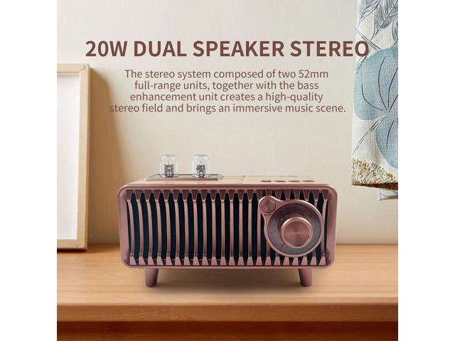 Retro Bluetooth Speaker, Vintage Radio Natural Wood Rotary FM Radio 20W Dual Speakers Stereo,with U Disk/TF Card/Aux Music Player Function,Portable...