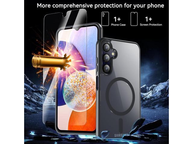 Magnetic Case for Samsung Galaxy A15, Samsung A15 5G Case with Screen Protector, [Military-Grade Drop Protection] Transparent Back Protective Phone...