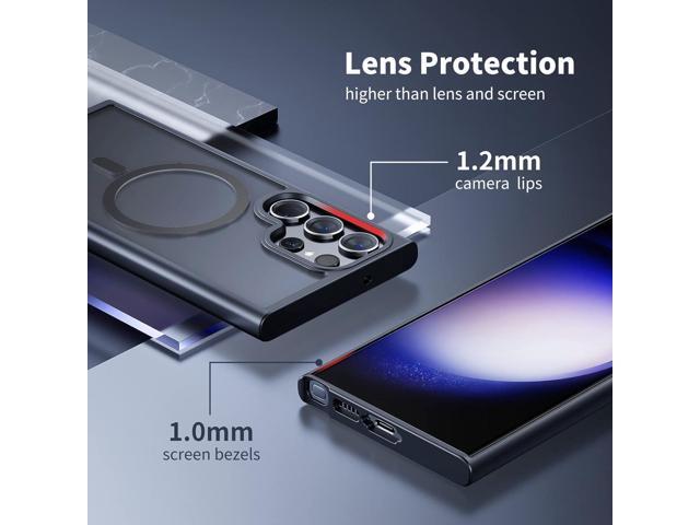 for Samsung Galaxy S22 Ultra Mag-safe Case,Slim Shockproof Protective Cover with Magnetic,Frosted Hard Back Soft Silicone TPU Bumper Phone Case...