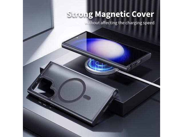 for Samsung Galaxy S22 Ultra Mag-safe Case,Slim Shockproof Protective Cover with Magnetic,Frosted Hard Back Soft Silicone TPU Bumper Phone Case...