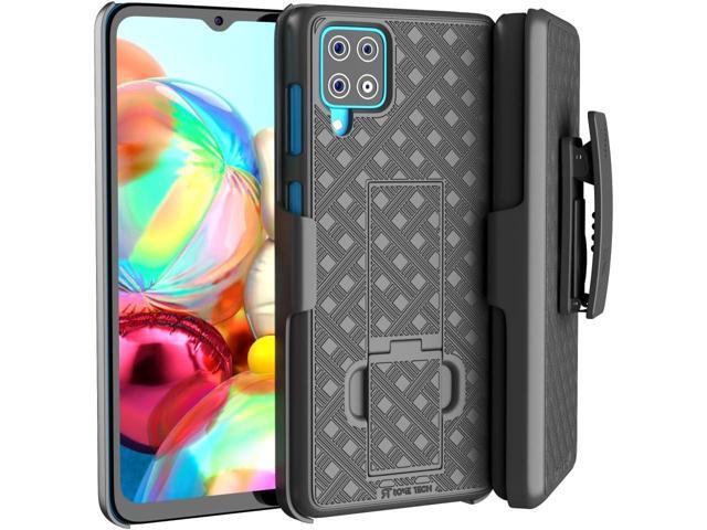 Designed for Samsung Galaxy A12 Case with Belt Clip Holster - Kickstand Cover Phone Case - Black