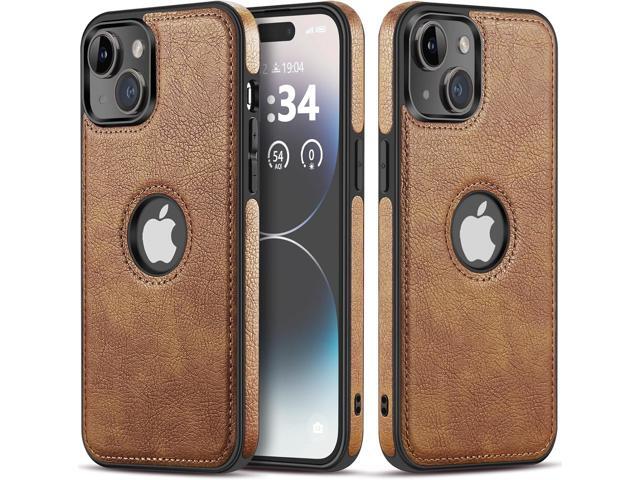 for iPhone 15 Case Vegan Leather Slim Luxury Elegant Vintage Phone Cover 2023 6.1 Inch (Brown)