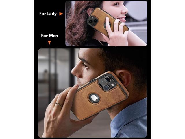 for iPhone 15 Case Vegan Leather Slim Luxury Elegant Vintage Phone Cover 2023 6.1 Inch (Brown)