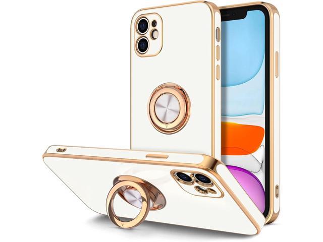 Hython for iPhone 11 Case with Ring Stand [360°Rotatable Ring Holder Magnetic Kickstand] [Shiny Plated Rose Gold Edge] Slim Soft TPU Cover Luxury...