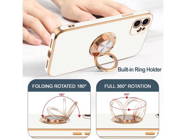Hython for iPhone 11 Case with Ring Stand [360°Rotatable Ring Holder Magnetic Kickstand] [Shiny Plated Rose Gold Edge] Slim Soft TPU Cover Luxury...