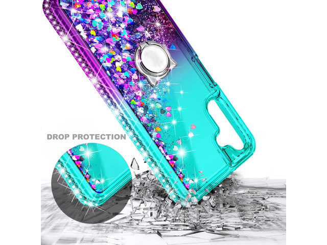 NZND Compatible with Samsung Galaxy A14 5G Case with Tempered Glass Screen Protector (Maximum Coverage), Ring Holder/Wrist Strap, Glitter Liquid...