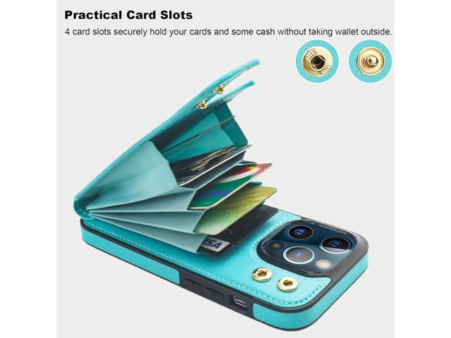 Folosu Compatible with iPhone 13 Pro Case Wallet with Card Holder, 360°Rotation Finger Ring Holder Kickstand Protective RFID Blocking PU Leather...