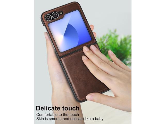 Foluu for Samsung Galaxy Z Flip 6 5G Case, Galaxy Z Flip 6 Leather Case, PU Leather + Hard PC Shell Ultra Thin Slim Durable Protective Phone Case...