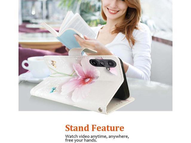 JanCalm for Galaxy A15 5G Phone Case Wallet,Floral Pattern Cute for Samsung Galaxy A15 5G Case Women Girl [Wrist Strap][Card Cash Slots][Kickstand]...