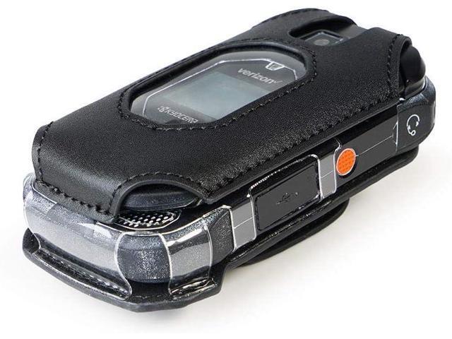 BELTRON Leather Fitted Case for Kyocera DuraXV Extreme E4810, DuraXV Extreme+ E4811 Verizon Flip Phone - Features: Rotating Belt Clip, Screen &...