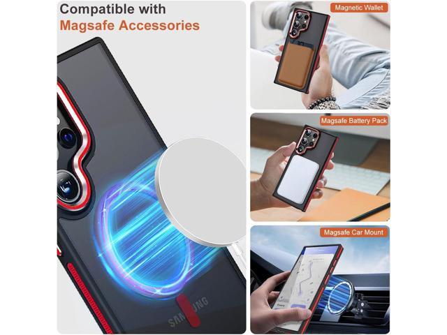 Case for Samsung Galaxy S22 Ultra Magnetic Compatible with Magsafe, Slim Translucent Cover [Shockproof Tested] Anti-Slip Soft TPU Edge Protective...