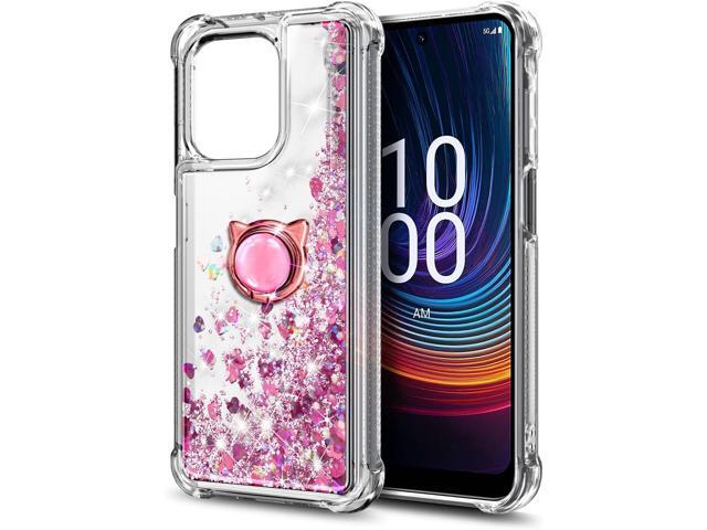 Designed for Boost Celero5G+ 2024/Celero3 5G+ Phone Case with Tempered Glass Screen Protector/Ring Holder/Diamond Wrist Strap Lanyard, Glitter...