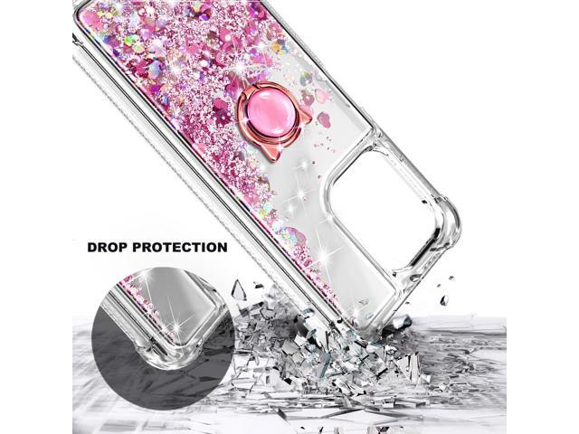 Designed for Boost Celero5G+ 2024/Celero3 5G+ Phone Case with Tempered Glass Screen Protector/Ring Holder/Diamond Wrist Strap Lanyard, Glitter...