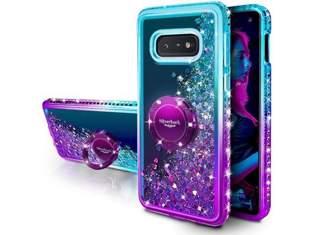 Silverback for Samsung Galaxy S10E Case, Moving Liquid Holographic Glitter Case with Ring Stand, Girls Women Bling Diamond Slim Protective Case for...
