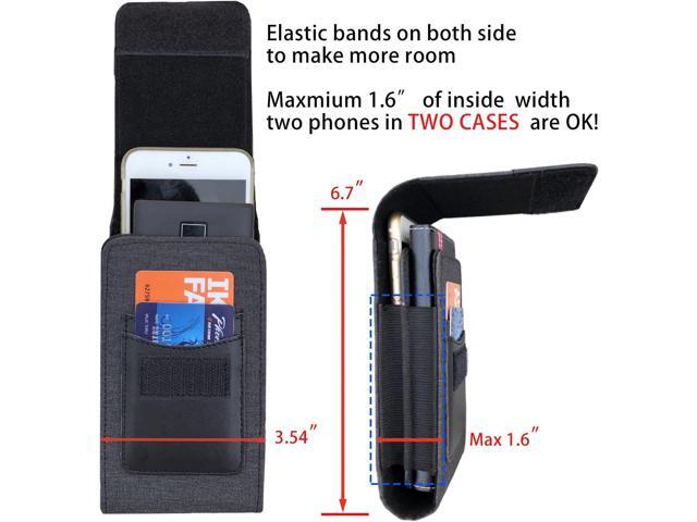 One Case Two Phones, Dual Phone Holster Pouch with Belt Clip, Hook and Loop Closure for iPhone 16 15 14 13 12 Pro Max, Moto G15,Edge 50,Galaxy Note...