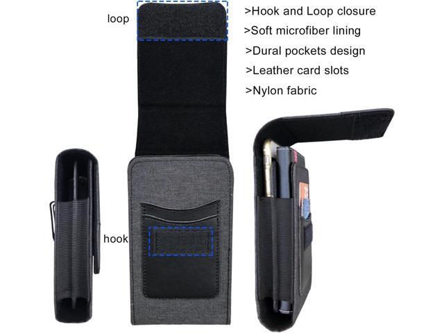 One Case Two Phones, Dual Phone Holster Pouch with Belt Clip, Hook and Loop Closure for iPhone 16 15 14 13 12 Pro Max, Moto G15,Edge 50,Galaxy Note...