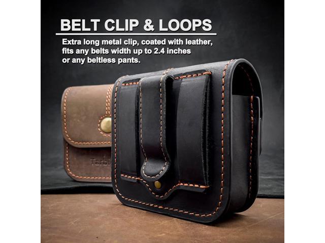 Holster for Samsung Z Flip 5/4/3, Motorola RAZR Series, Belt Clip Flip Phone Case with Card Holder & Magnetic Closure, Western Real Leather Pouch...