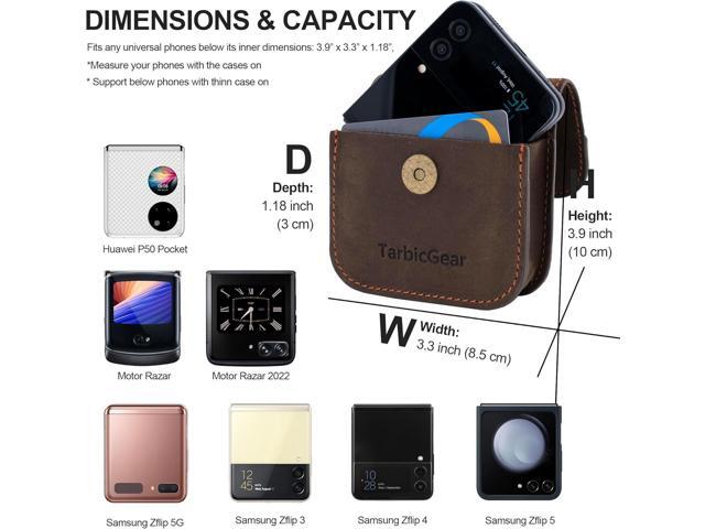 Holster for Samsung Z Flip 5/4/3, Motorola RAZR Series, Belt Clip Flip Phone Case with Card Holder & Magnetic Closure, Western Real Leather Pouch...