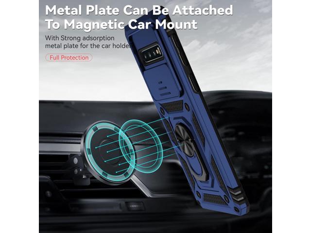 for Samsung Galaxy S10 Plus Case with Camera Lens Cover HD Screen Protector, Military-Grade Drop Tested Magnetic Ring Holder Kickstand Protective...