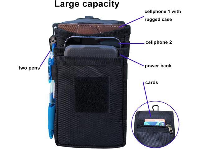 Dual Phone Case for Two Phones, Maezar Belt Clip Pouch Holder for Men, Tactical Cell Phone Holster with Belt Loop, Multi Tool Phone Case, Waist...