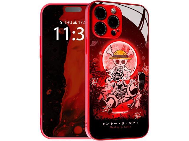 Japanese Anime Anti-Drop Color Soft Silicone Protective Shell Manga Pattern Tempered Glass Covers Multicolor Phone Cases (Red, Gear 5 Nika JoyBoy,...
