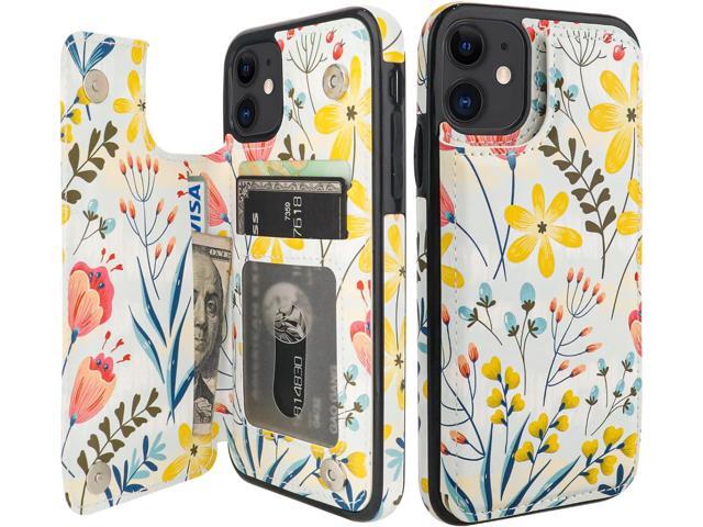 HAOPINSH for iPhone 11 Wallet Case with Card Holder, Floral Flower Pattern Back Flip Folio PU Leather Kickstand Card Slots Case for Women Girls,...