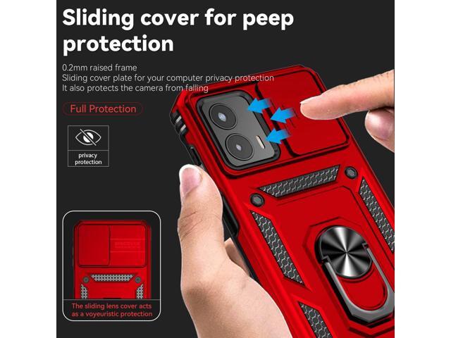 for Moto G 5G 2023 Case with Slide Camera Cover HD Screen Protector [Military Grade 16ft. Drop Tested] Magnetic Ring Holder Kickstand Protective...