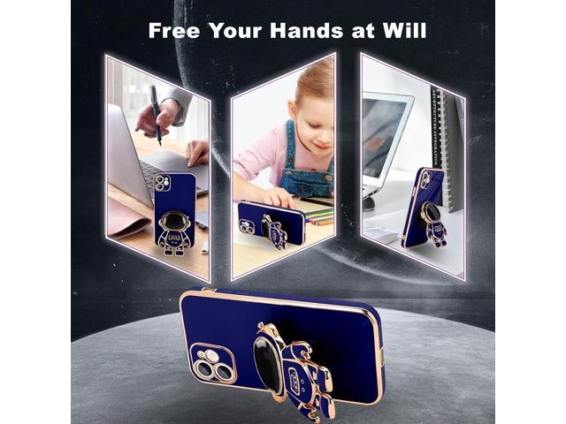 Compatible with iPhone 11 Case Cute 3D Astronaut Stand Design Camera Protection Shockproof Soft Back Cover for Apple iPhone 11 Phone Case Royal Blue