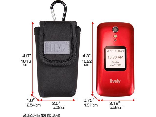 USA Gear Flip Phone Belt Case Compatible with Jitterbug 2, Alcatel GO, Nokia 2780, Tracfone TCL 2, Artfone G3 and more - Neoprene Flip Phone Pouch,...