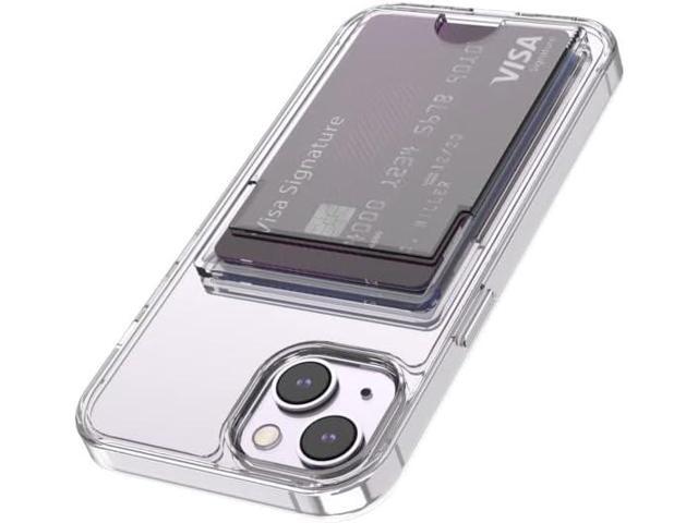 for iPhone 14, iPhone 13 Clear Wallet Case, Anti-Yellowing Slim Fit Thin TPU Bumper + PC Back Case with 2 Cards Holder
