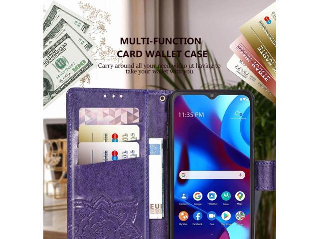 for Motorola Moto G Pure Phone Case Wallet,Women Butterfly Embossed PU Leather Protective Case with Kickstand Card Holder Slots Wrist Strap Flip...