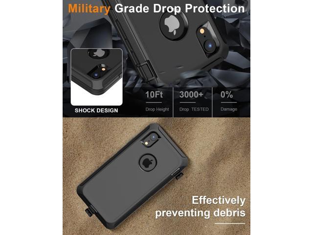 Designed for iPhone XR Case [3 in 1 Full Body Protection] Belt-Clip Kickstand Holster with 2 Screen Protector, Rugged Heavy Duty Military Grade...