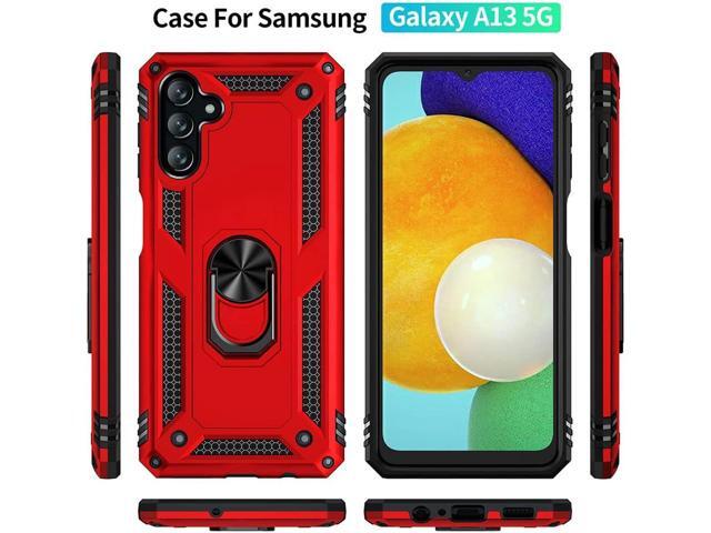Yiakeng Samsung A13 5G Case, Galaxy A13 5G Case with HD Screen Protector, Military Grade Protective Cases with Ring for Samsung Galaxy A13 5G(Red)