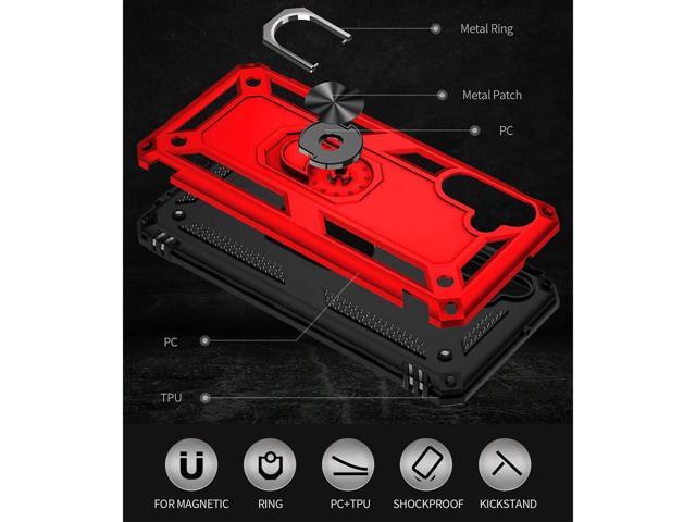 Yiakeng Samsung A13 5G Case, Galaxy A13 5G Case with HD Screen Protector, Military Grade Protective Cases with Ring for Samsung Galaxy A13 5G(Red)