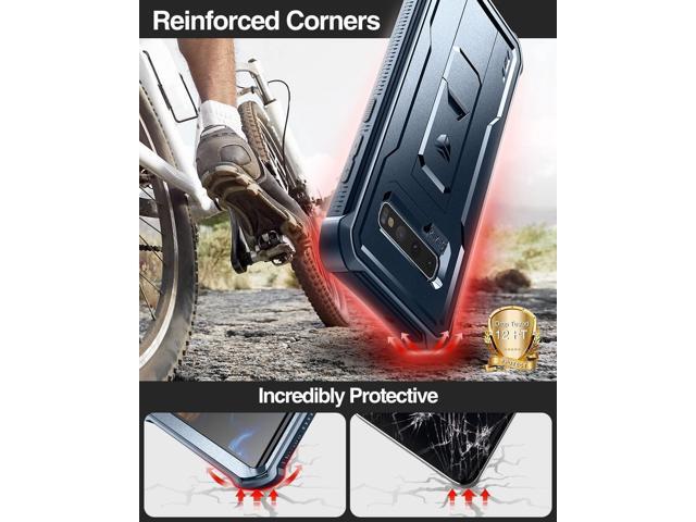 Dexnor for Samsung Galaxy S10 Case, [Built in Screen Protector and Kickstand] Heavy Duty Military Grade Protection Shockproof Protective Cover for...