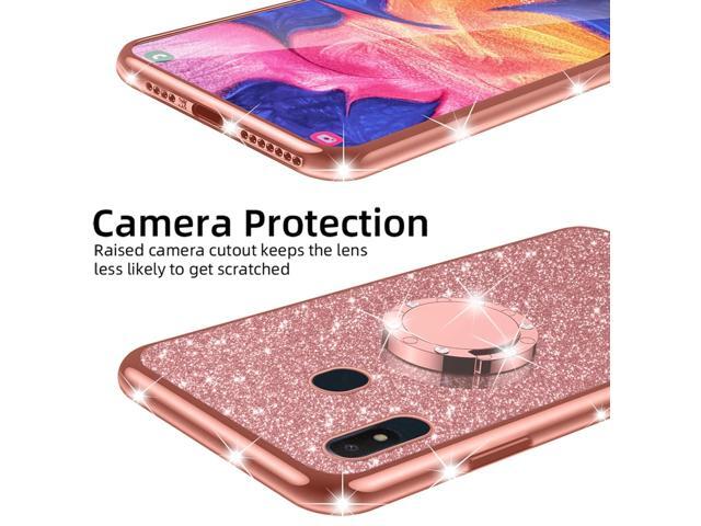 for Samsung Galaxy A10E Phone Case Girls Women Cute Rhinestone Glitter TPU Case with Ring Stand Strap Lanyard Shockproof Protection Cover for...