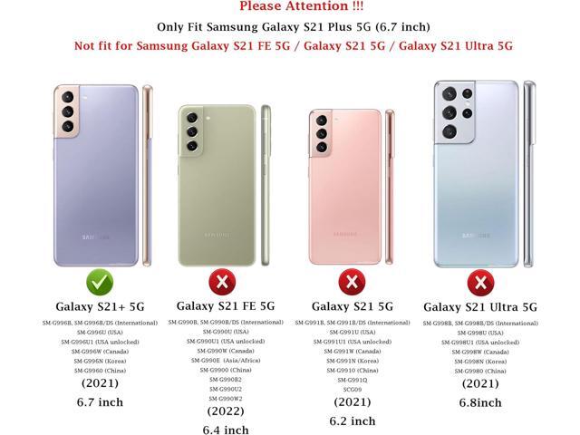 for Samsung Galaxy S21 Plus Case with Camera Lens Cover HD Screen Protector, Military-Grade Drop Tested Magnetic Ring Holder Kickstand Protective...