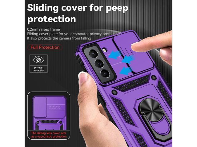 for Samsung Galaxy S21 Plus Case with Camera Lens Cover HD Screen Protector, Military-Grade Drop Tested Magnetic Ring Holder Kickstand Protective...
