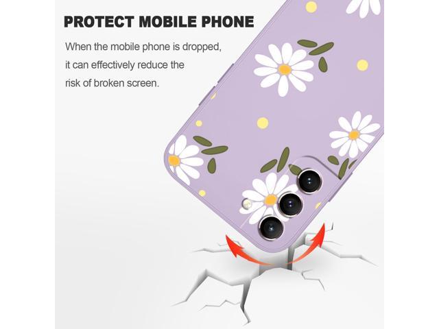for Galaxy S21 Case, for Samsung S21 Case Floral Creative Sides Phone Cover Fashionablee Designs Soft Silicone Slim S21 Case-Daisy Purple