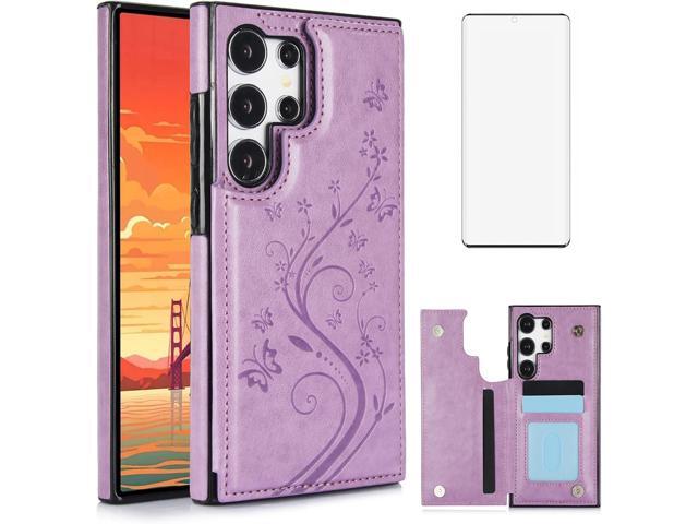 Phone Case for Samsung Galaxy S24 Ultra 5G with Tempered Glass Screen Protector Card Holder Wallet Cover Stand Flip Leather Cell Accessories...